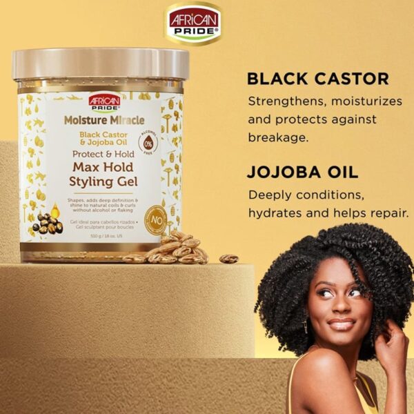 Moisture Miracle Black Castor And Jojoba Oil Max Hold Styling Gel - Image 4